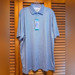 NWT Hickey Freeman Men's Short Sleeve Polo Blue Shirt Size XL
